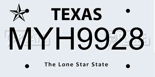 MYH9928 Texas License Plate