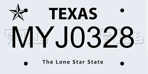 MYJ0328 Texas License Plate