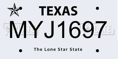 MYJ1697 Texas License Plate