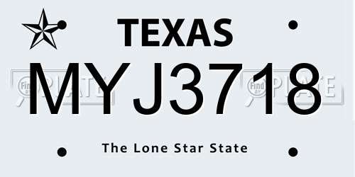 MYJ3718 Texas License Plate
