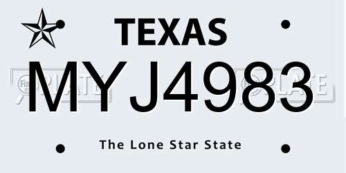 MYJ4983 Texas License Plate
