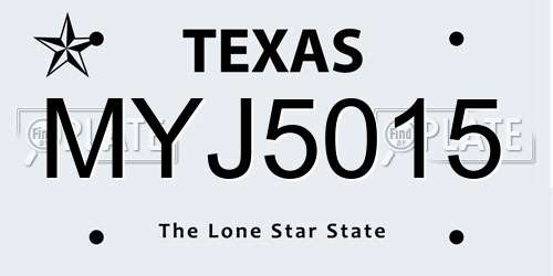 MYJ5015 Texas License Plate