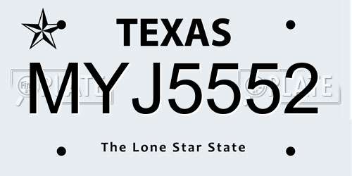 MYJ5552 Texas License Plate