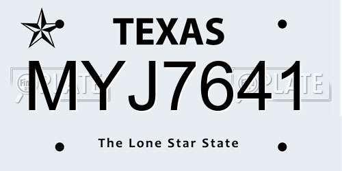 MYJ7641 Texas License Plate