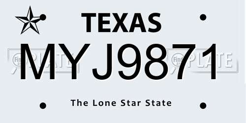 MYJ9871 Texas License Plate