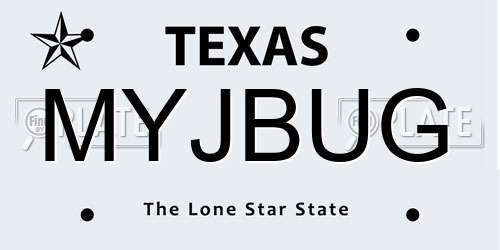 MYJBUG Texas License Plate