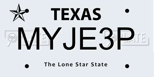 MYJE3P Texas License Plate