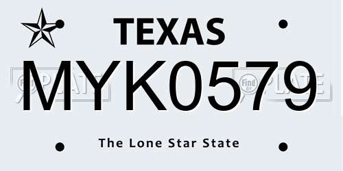 MYK0579 Texas License Plate