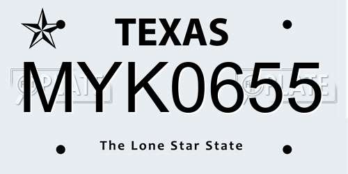 MYK0655 Texas License Plate