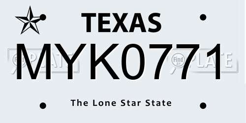 MYK0771 Texas License Plate