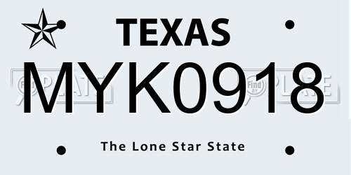 MYK0918 Texas License Plate