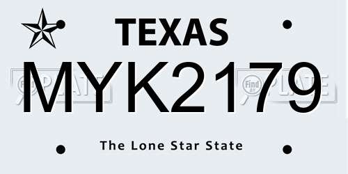 MYK2179 Texas License Plate