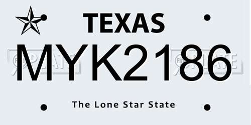 MYK2186 Texas License Plate