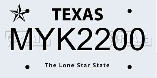 MYK2200 Texas License Plate