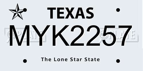 MYK2257 Texas License Plate