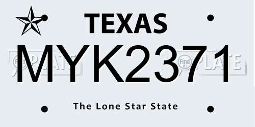 MYK2371 Texas License Plate