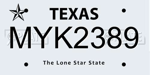 MYK2389 Texas License Plate