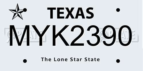 MYK2390 Texas License Plate
