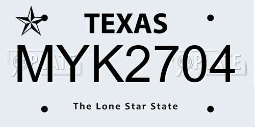 MYK2704 Texas License Plate