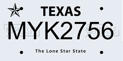 MYK2756 Texas License Plate