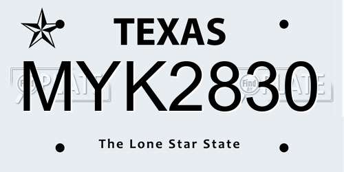 MYK2830 Texas License Plate