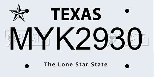 MYK2930 Texas License Plate