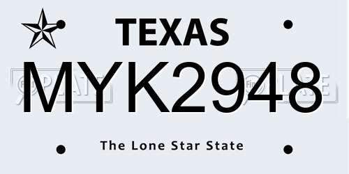 MYK2948 Texas License Plate