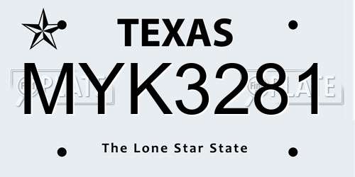 MYK3281 Texas License Plate
