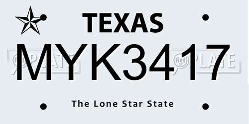 MYK3417 Texas License Plate