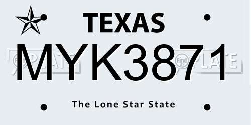MYK3871 Texas License Plate