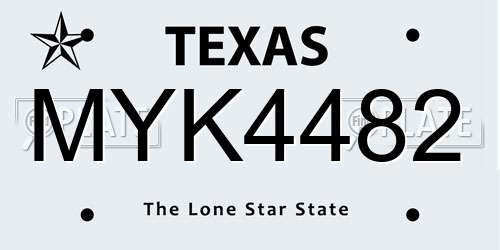 MYK4482 Texas License Plate