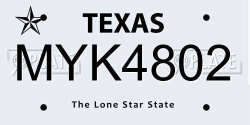MYK4802 Texas License Plate