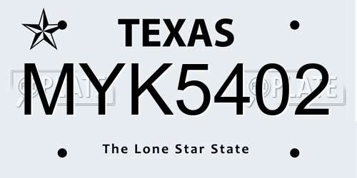 MYK5402 Texas License Plate