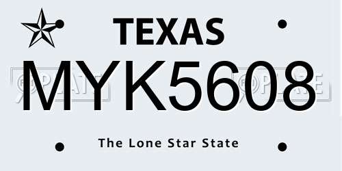MYK5608 Texas License Plate