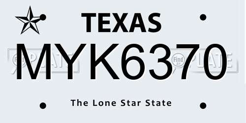 MYK6370 Texas License Plate