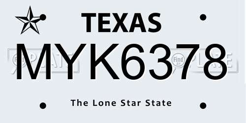 MYK6378 Texas License Plate
