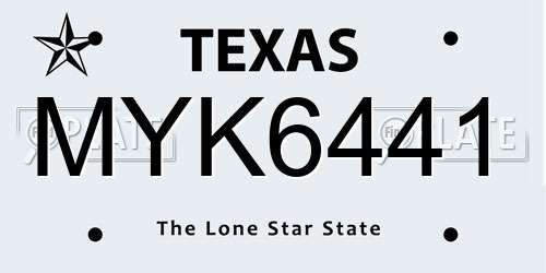 MYK6441 Texas License Plate