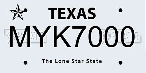 MYK7000 Texas License Plate