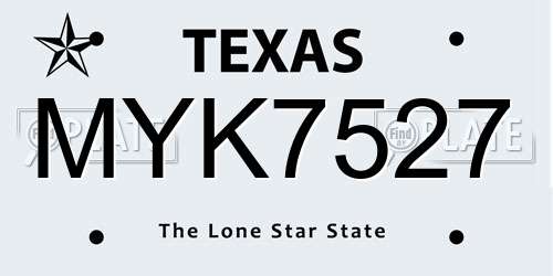 MYK7527 Texas License Plate
