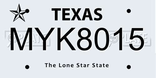 MYK8015 Texas License Plate