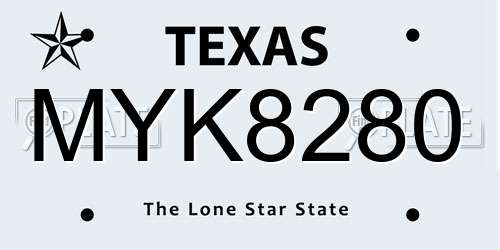 MYK8280 Texas License Plate