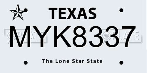 MYK8337 Texas License Plate