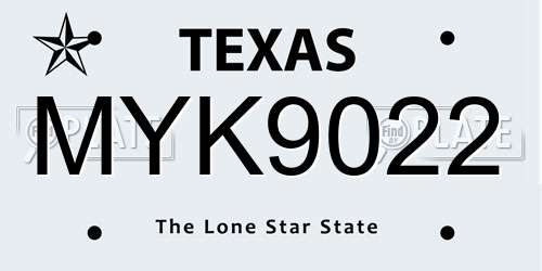 MYK9022 Texas License Plate