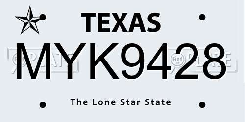 MYK9428 Texas License Plate