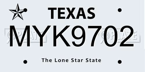 MYK9702 Texas License Plate