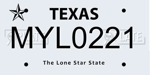 MYL0221 Texas License Plate