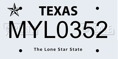 MYL0352 Texas License Plate