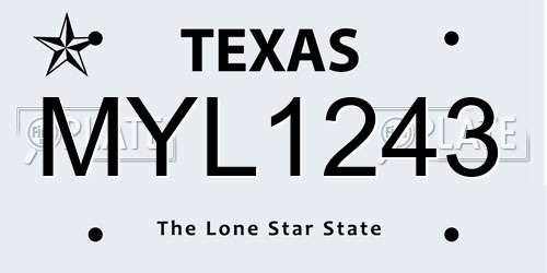 MYL1243 Texas License Plate