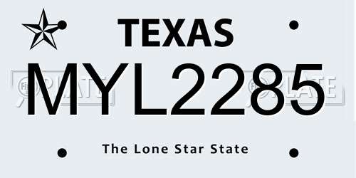 MYL2285 Texas License Plate