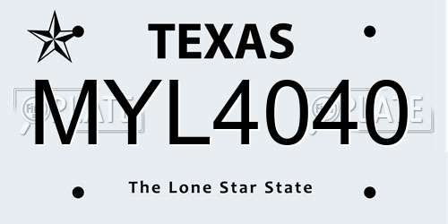 MYL4040 Texas License Plate